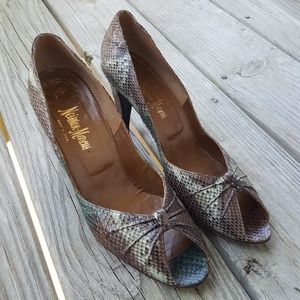 Stuart Weitzman for Neiman Marcus Snakeskin Heels